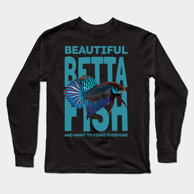 Betta Splendens Fish Long Sleeve T-Shirt by KewaleeTee